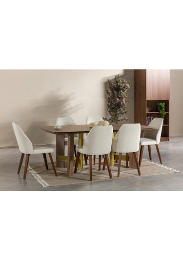 Torino Yemek Odası Takımı Yemek Masası + 4 Adet Sandalye Kahverengi