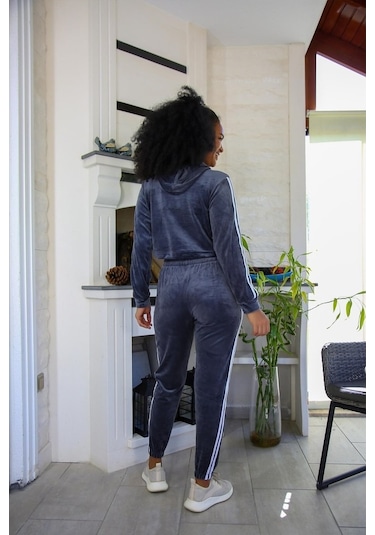 Akbeniz Kadın Kadife Kapşonlu Eşofman Takım 9054