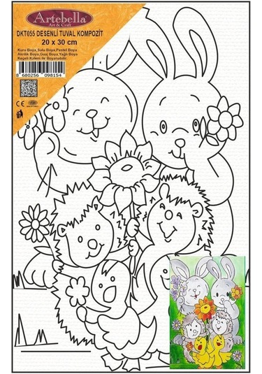 DKT055 desenli tuval kompozit boyama 20x30 cm