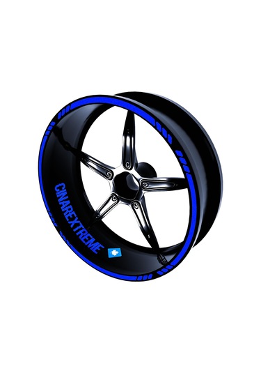 4 Parçalı Kesikli Tasarımlı Reflektif Mavi Jant Şeridi Sticker Çınar Extreme