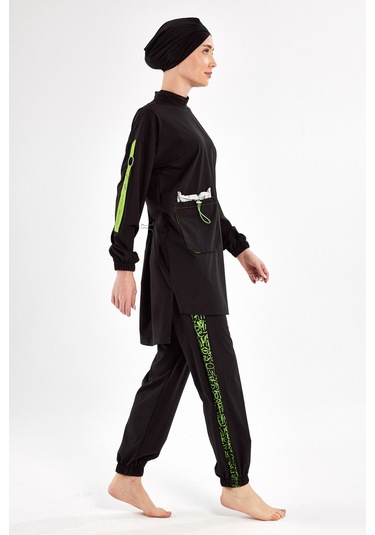 Spor Likra Tam Kapalı Tesettür Mayo Beth 1203 Siyah Siyah03 Siyah