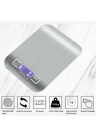 Novahub 10kg Hassas Mutfak Terazisi - Çok Fonksiyonlu Gram Ve Oz Ölçüm, Paslanmaz Çelik, Renkli Terazi Çok Renkli