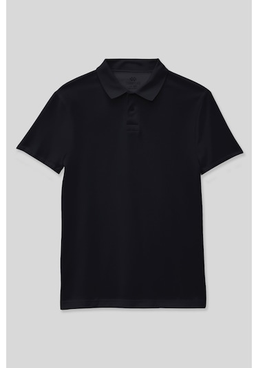 Tommy Life Lacivert Polo Yaka Standart Fit Basic Unisex T-shirt - 11330