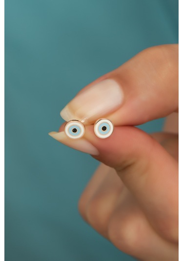 Nereze 925 Ayar Gümüş Minimal Mineli Yuvarlak Model Küpe