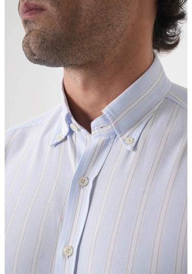 Bisse Regular Fit Erkek Uzun Kol Tek Cep Pamuk Mavi Gömlek Gmczg250072 D35 Mavi