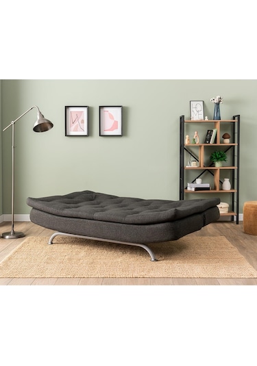 Pafu Rivo Üçlü Yataklı Koltuk - Keten Koyu Gri Koyu Gri