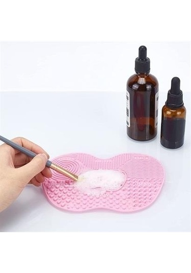 Sanalportavm Pratik Kolay Makyaj Fırçası Temizleme Matı Aparatı Aleti