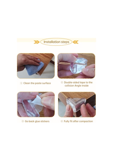 Moveevo Çocuklar İçin Şeffaf Masa Köşesi Koruyucu 4 Adet - Pvc Çarpma Engelleyici Sticker Şeffaf