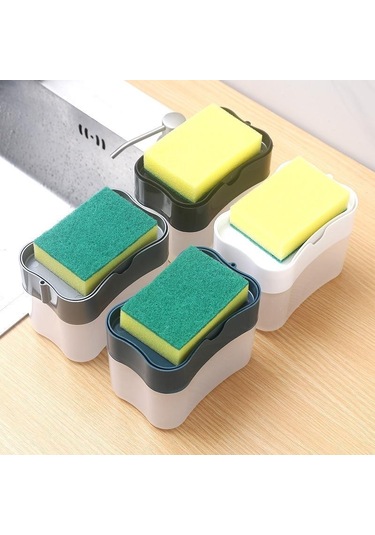 Beyaz Mutfak Bulaşık Sabunu Kutusu Sünger Tutucu El Basınçlı Sıvı Dağıtım Kabı Organizatör