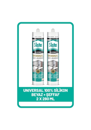 Sista Universal Silikon 280 ML Beyaz  + Universal Silikon 280 ML Şeffaf