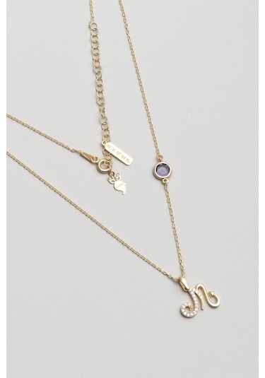 So Chic Zodyak Koleksiyonu Akrep Burcu 18 Ayar Sarı Altın Kaplama 46 CM Gümüş Kolye