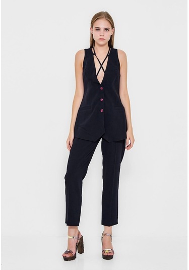 Modatalika Kadın Kolsuz Düğmeli İkili Takım 001