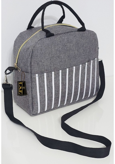 Anne Bebek Çocuk İçin Isı Yalıtımlı Termal Termoslu Yemek, Mama, Beslenme, Gıda Çantası Gri