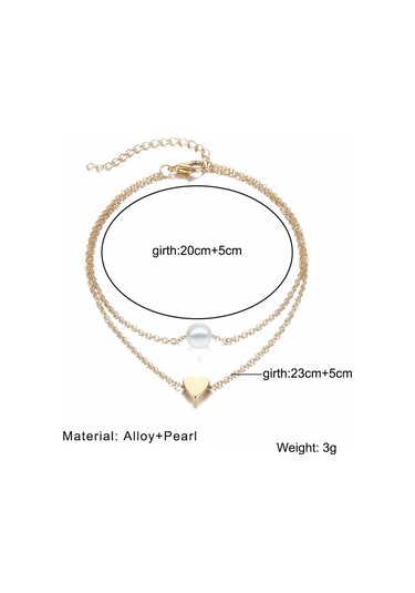 Gümüş Moda İnci Aşk Çift Katmanlı Entegre Halhal Aksesuarları Bayanlar Kişilik Vahşi