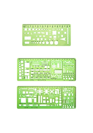 Singree Mimari Çizim Ve Geometri Tasarımı İçin 6'lı Yeşil Å Ablon Seti - Ofis Ve Mobilya Projeleri