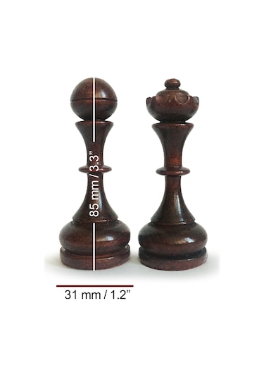 El Yapımı Şimşir Satranç Taşı Nazik At 85mm Krem-kahve