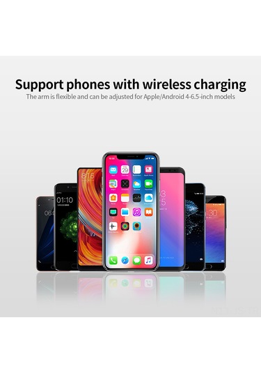 Jeemson X366 Otomatik Araç Kablosuz Şarj Tutucu - Motorlu Algılama, 10w Hızlı Şarj, 360 Döner, Gri Abs+silika Jel