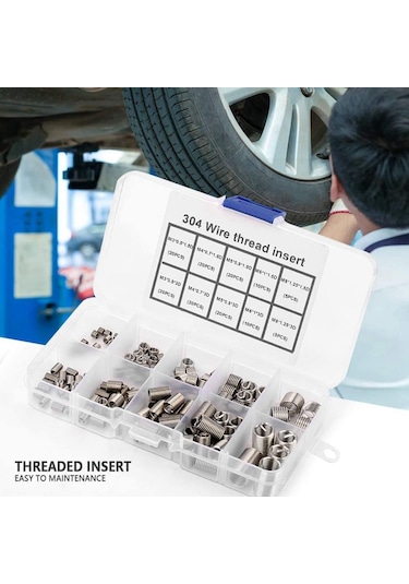 Tangshopping 300 Adet Konu Onarım Ek Parçaları M3 M5 M6 M8 Paslanmaz Çelik Heli Bobin Konu Onarım Ek Parçası Tel Konu Ekleme Çeşitleri