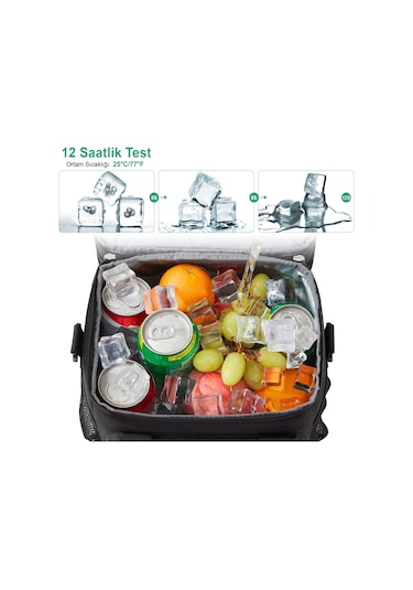 Haegs Körüklü Termal Termos Çanta, Çift Bölmeli, Genişleyebilen Soğuk Sıcak Tutucu Yalıtımlı Beslenme Çantası, Soğutucu Buzluk Yemek Taşıma Çantası 21l - Siyah