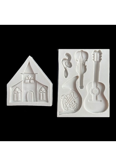 Sones Kale Müzikal Silikon Kalıp Çikolatalı Fondan Kek Dekoru, Stil: