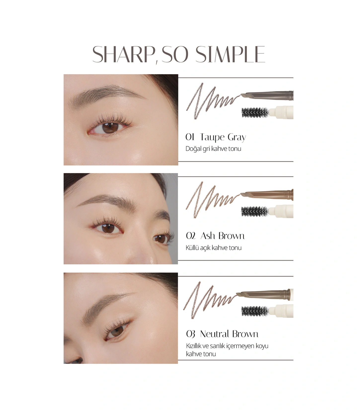 Clıo Sharp So Simple Brow Pencil 01 Taupe Gray