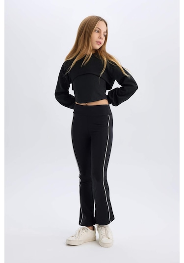 DeFacto Kız Çocuk Esnek Belli Biyeli Uzun Tayt D9821A825SPBK81 Siyah