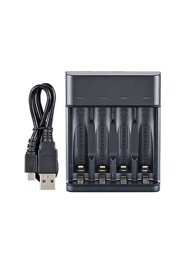 Pazly Hızlı Şarjlı 4'lü Aa/aaa Pil Şarj Cihazı - Usb Bağlantılı Ni-mh Şarj Ünitesi
