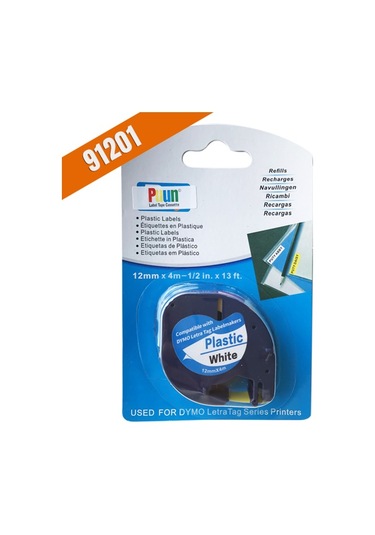 Puun Dymo Letratag 59422 Plastik Beyaz Etikete Siyah (S0721660) (