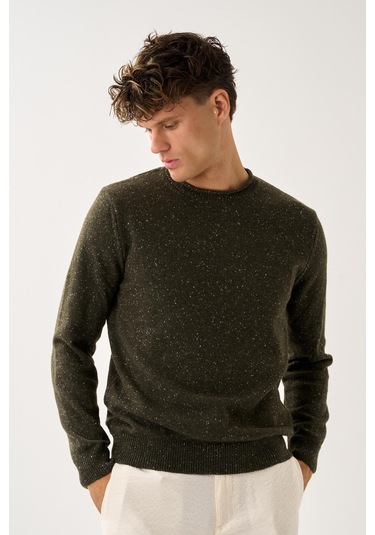 Erkek Melanj Triko Kazak Haki