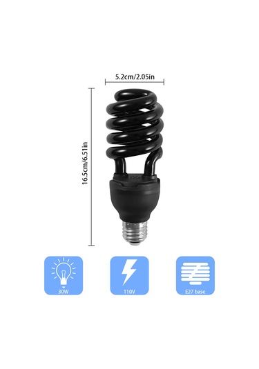 Skycity 20w Sivri İplikli Siyah Işık Ampülü 365nm - Zararlı Avlama, Halloween Dekorasyonu, E27 Bağlantı, 110v - 1 Adet