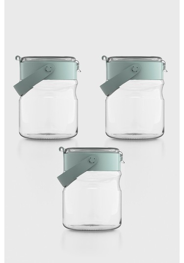 Renga Mono 900 Ml Yeşil Kapaklı 3'lü Cam Kavanoz Seti 131064 Yeşil