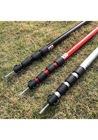 Neevoyu Alüminyum Çadır Çubuğu 280cm 4 Bölmeli Genişleyebilir Gölge Tenteği Kırmızı Tekli Kırmızı