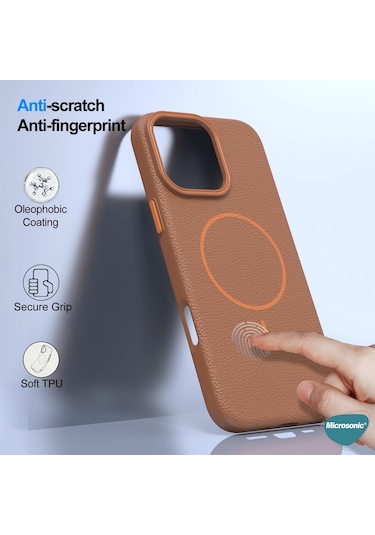 Microsonic İphone Uyumlu 16 Pro Kılıf Magleather Pro Kahverengi -