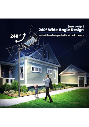 400w Çift Yüzey Şarjlı Güneş Enerjili Ultra İnce Led Sokak Lambası Su Geçirmez, Sensörlü, Kumandalı 400w