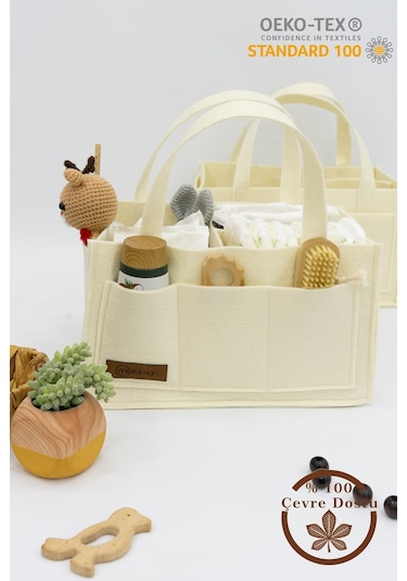 Mordesign Keçe Anne Bebek Bakım Çantası, Yenidoğan Alt Açma Değiştirme Organizer, Taşınabilir Düzenleyici, Bej Bej Zg948-1 Bej