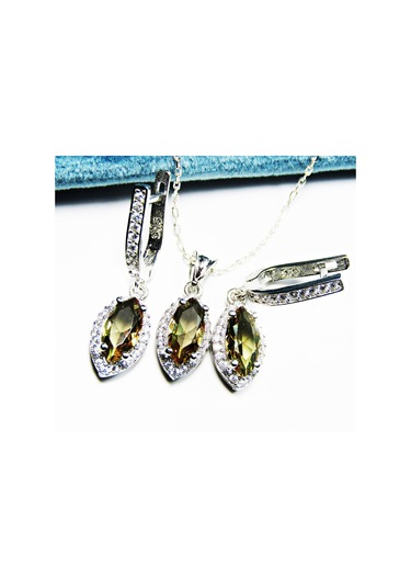 Lilahgümüştr 925 Ayar Gümüş Mekik Zultanit Taşlı Kadın Kolye Küpe