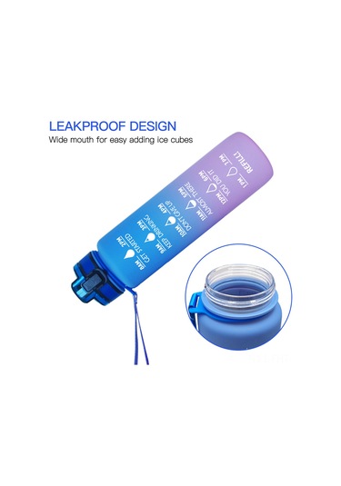 Hangfox Süre İndikatörlü Mat Tritan Spor Su Bardağı - Yürüyüş, Bisiklet, Spor Ve Kamp İçin Mavi-pembe Degrade Diğer