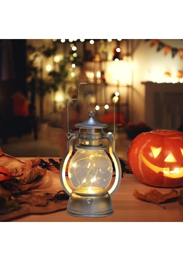 Suntek Dekoratif Yağ Lambası Noel Led Fener Lamba Ev Gümüş Diğer