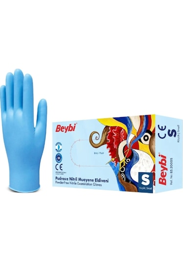 Beybi Mavi Pudrasız Nitril Eldiven S 20 x 100'lü