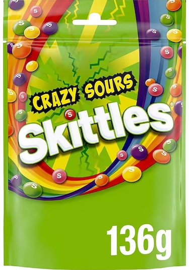 Skittles Crazy Sours Ekşi Meyve Aromalı Draje Şekerleme 136gr