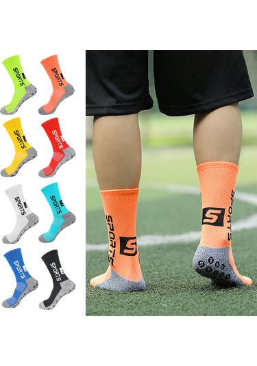Konesam Antibakteriyel Kadife Futbol Çorabı Erkek Kadın Orta Uzunluklu Kaymaz Tabanlı Spor Çorap Beyaz Beyaz