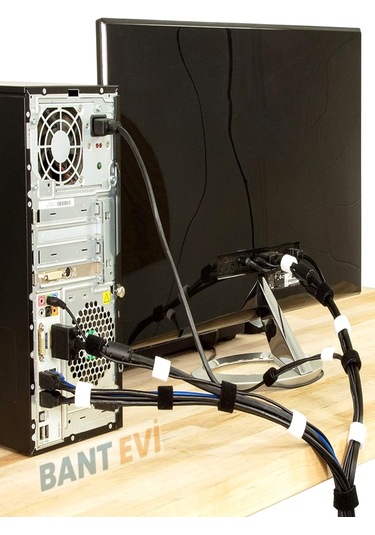 Kablo Toplama Cırtı Beyaz 1metre Cırt Cırt Bant Kablo Düzenleyici