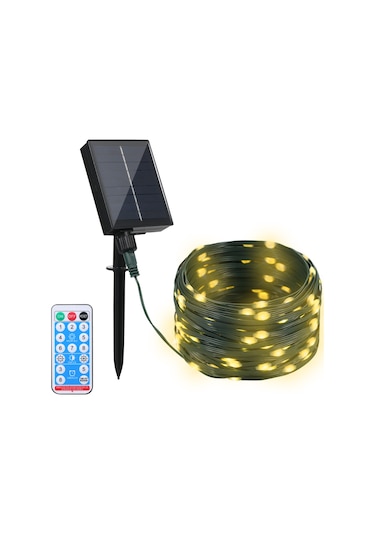 Springsun 200 Led Solar Enerji Işık Zinciri, 20 Metre, Ip67 Su Geçirmez, Uzaktan Kumanda, 4 Seviye Parlaklık, 1200mah Batarya, Islak Beyaz Diğer