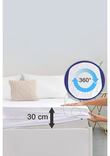 Micro Fitted Full Kenar Su Sıvı Geçirmez Alez Yatak Koruyucu Beyaz
