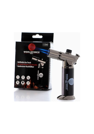 Worldforce Turbo Torch Piezo 1300° Doldurulabilir Jet Pürmüz N11.3474 Siyah