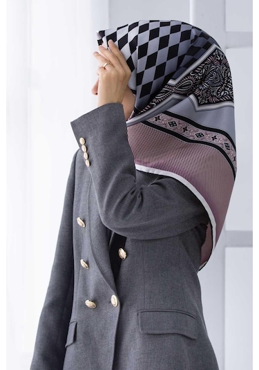 Vissona Tivil Pudra Gri İpek Eşarp 51334-0019-0028
