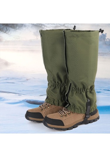 1 Çift Su Geçirmez Spor Tırmanma Legging Çorapları Yürüyüş, Kayak, Avcılık İçin Su Geçirmez Bot Kapağı - Ordu Yeşili Yeşil