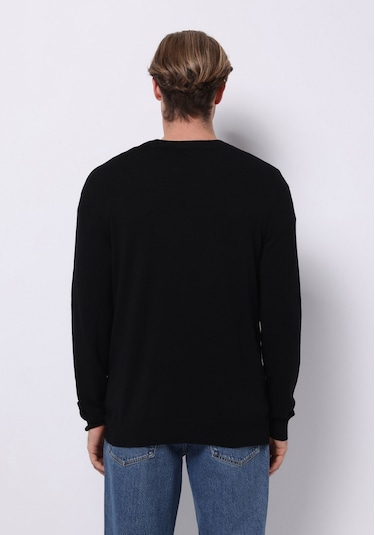 Colins Regular Fit Yuvarlak Yaka Jakarlı Erkek Siyah Kazak Cl1076884 Q1.v1 Blk Siyah