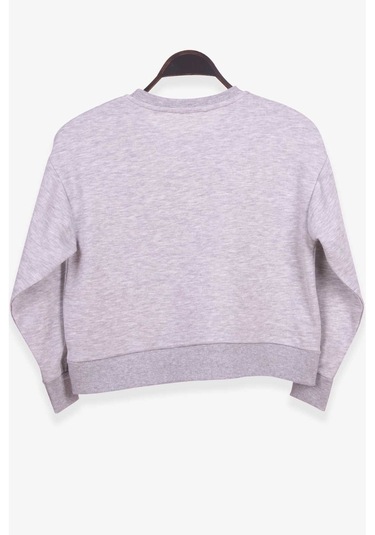 Kız Çocuk Sweatshirt Baskılı Gri Melanj (8-14 Yaş)
