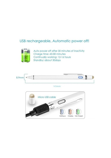 Geeroyoo Beyaz Yp0004 Kelepçe Uçlu İpad-android Ev Tamiri Stili Kapasitif Dokunmatik Kalem - Huawei, Vivo, Xiaomi, Oppo Uyumlu